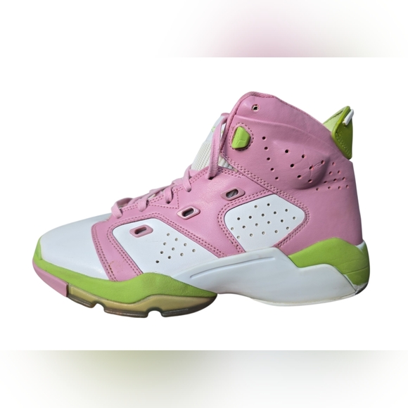 AIR JORDAN Girl's Size 7Y/Women's 8.5/ Men's 7 Youth Pink Green Shoes VGUC - Picture 1 of 11